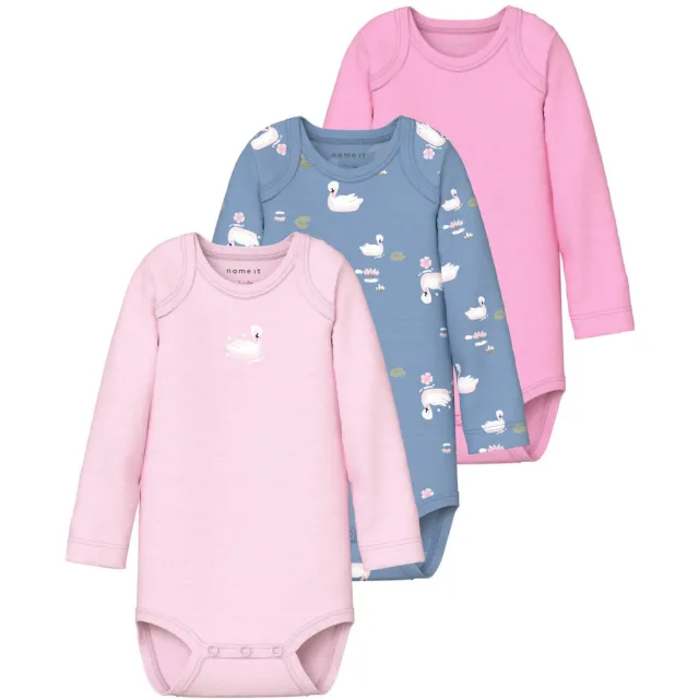 NAME IT BABY romper - lichtroze/blauw/roze (set van 3) lichtroze/roze/blauw