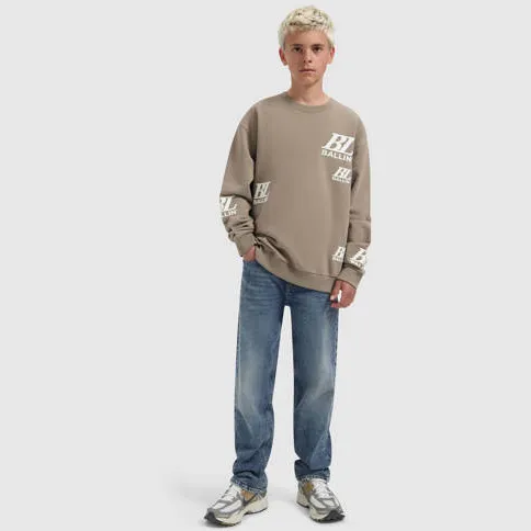 Ballin katoenen sweater met print - taupe/wit, foto 3