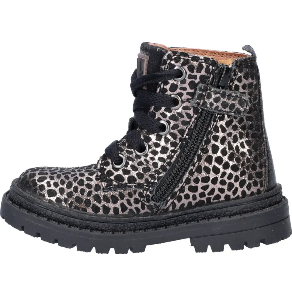 Nelson Kids suède veterboots zwart/zilver, foto 5