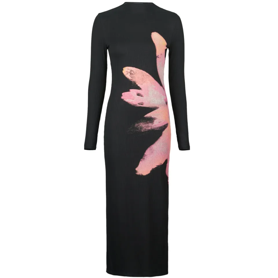 Desigual SEVILLA midi jurk zwart roze, foto 2