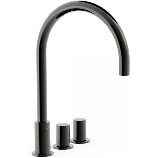 Tres Badrandkraan Tres Study Exclusive Tweeknops Uitloop Gebogen 23 cm Metallic Zwart