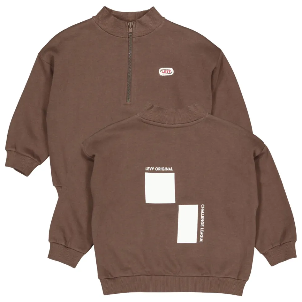 LEVV sweater met backprint - bruin, foto 2