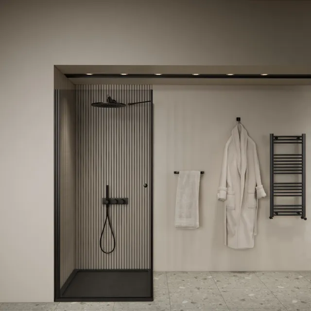 Boss & Wessing Douchecabine | BWS Gusma | 1 Deur | 90x90x190 cm | Zwart Boss & Wessing Chroom