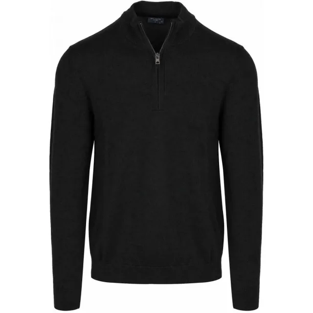 Olymp Sweater Olymp Half Zip Trui Wol Zwart