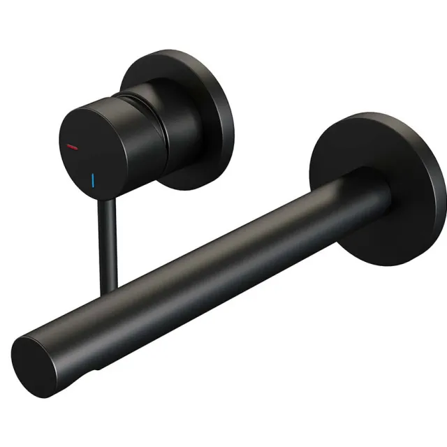 Inbouw Wastafelmengkraan Brauer Black Edition Coldstart Rechte Uitloop Ronde Hendel Links Mat Zwart Met Rozetten
