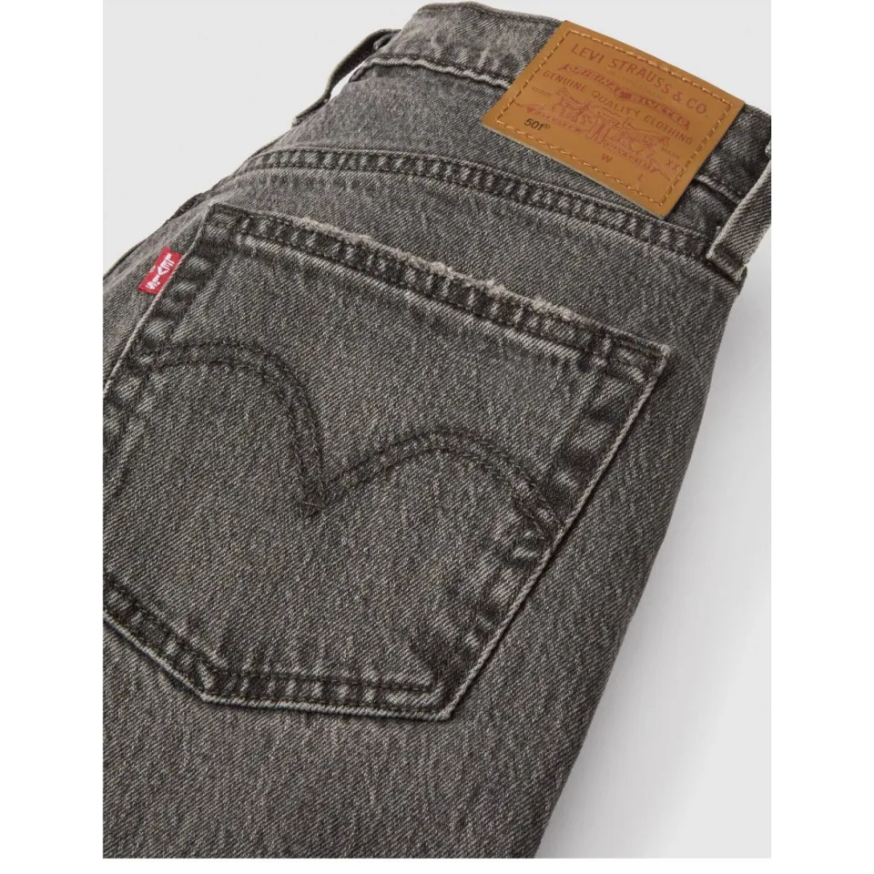Levi's 501 high waist straight leg jeans black denim, foto 6
