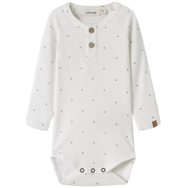 Lil' Atelier BABY gebreide romper met stippen - ecru