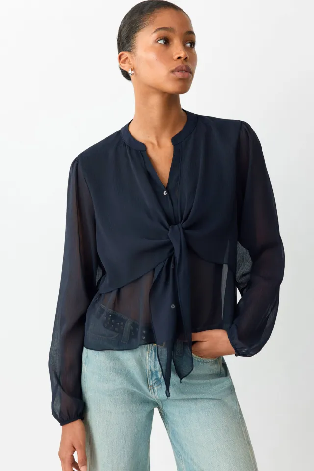 Mango Teen semi-transparante blousetop donkerblauw, foto 3