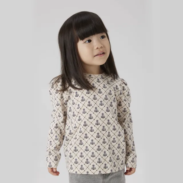 NAME IT MINI longsleeve all over print ecru Ecru/blauw