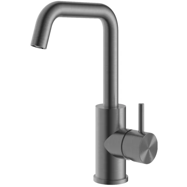 Wastafelmengkraan Hotbath Archie Met Draaibare Uitloop Zonder Waste Geborsteld Gunmetal PVD