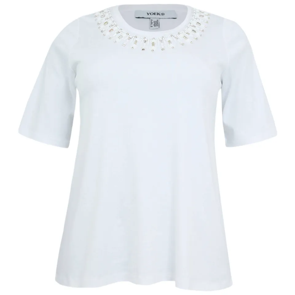 Yoek T-shirt met kralen wit, foto 3
