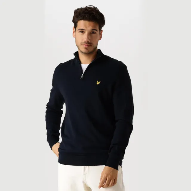 Lyle & Scott Heren Truien & Vesten Cotton Merino Quarter Zip Jumper - Donkerblauw