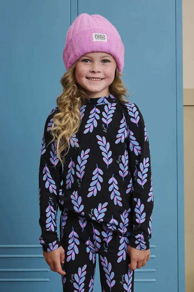 Z8 kids longsleeve Ellae zwart Donkerblauw/lichtblauw/roze