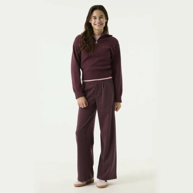 Garcia casual broek met krijtstreep donkerrood
