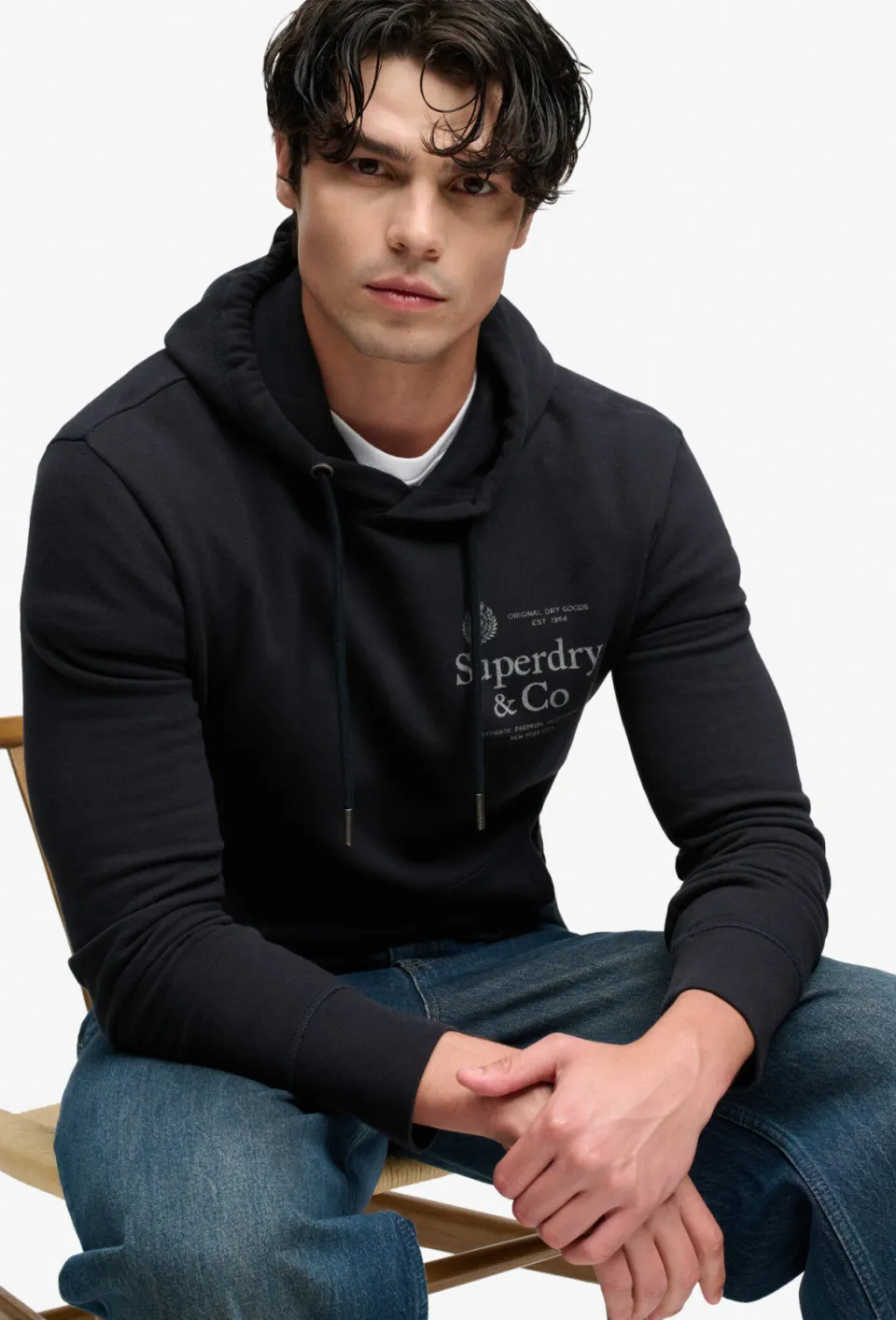 Superdry 1954 COMPANY RELAXED HOOD regular fit hoodie met logo - donkerblauw, foto 3