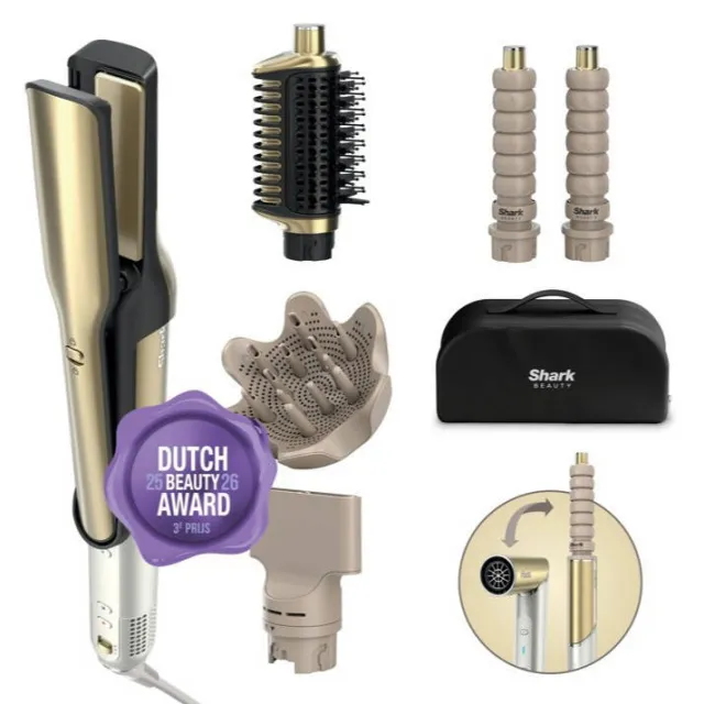 Shark Glam Multistyler - 5-in-1 - voor steil, golvend & krullend haar föhn - HD6052SEU Goud