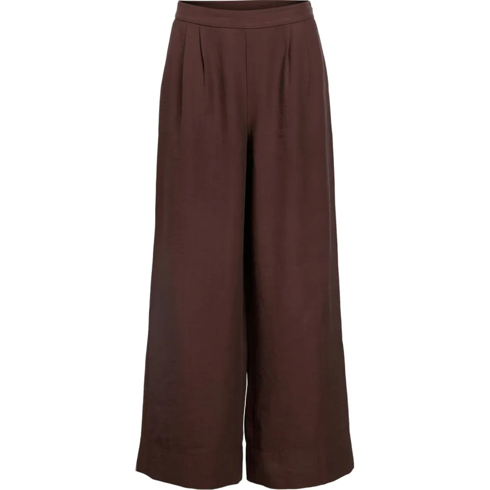 Object wide leg high waist casual broek donkerbruin bruin, foto 2
