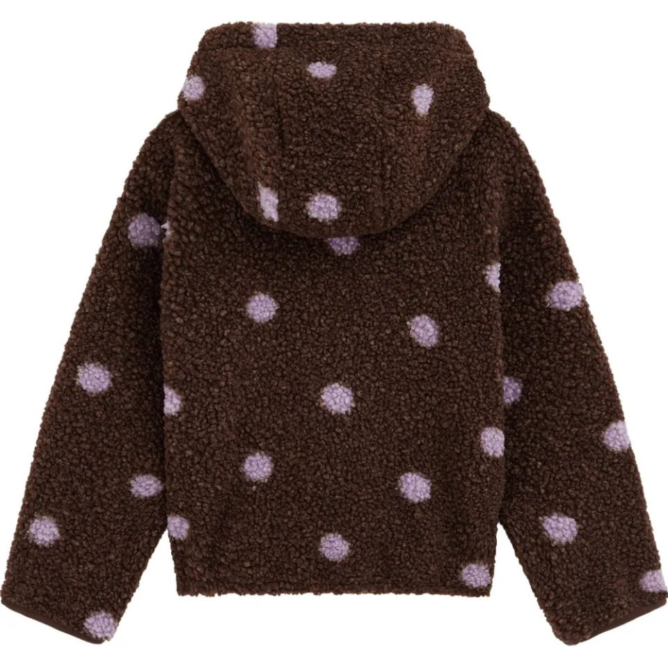WE Fashion winterteddyjas met stippen donkerbruin donkerbruin/lila, foto 3