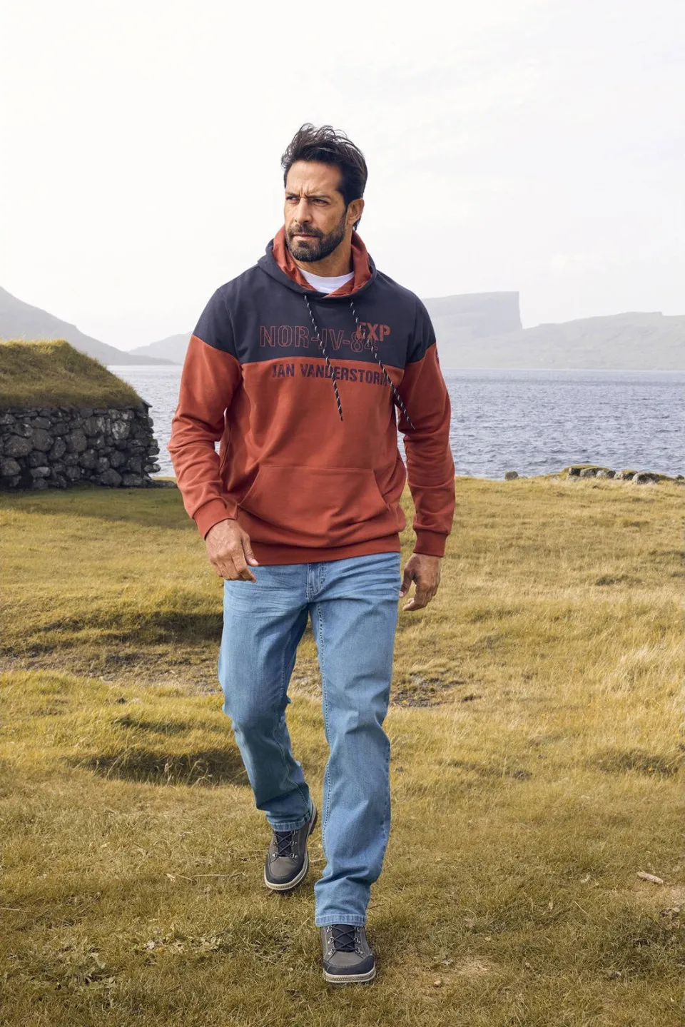 Jan Vanderstorm +FIT Collectie hoodie JERRES Plus brique, foto 4