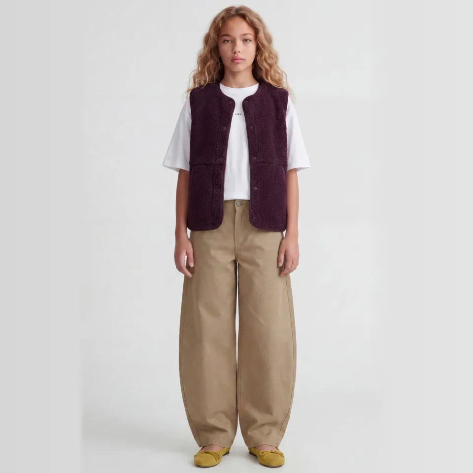 JJXX GIRL rechtvallend teddy gilet - donkerrood, foto 3