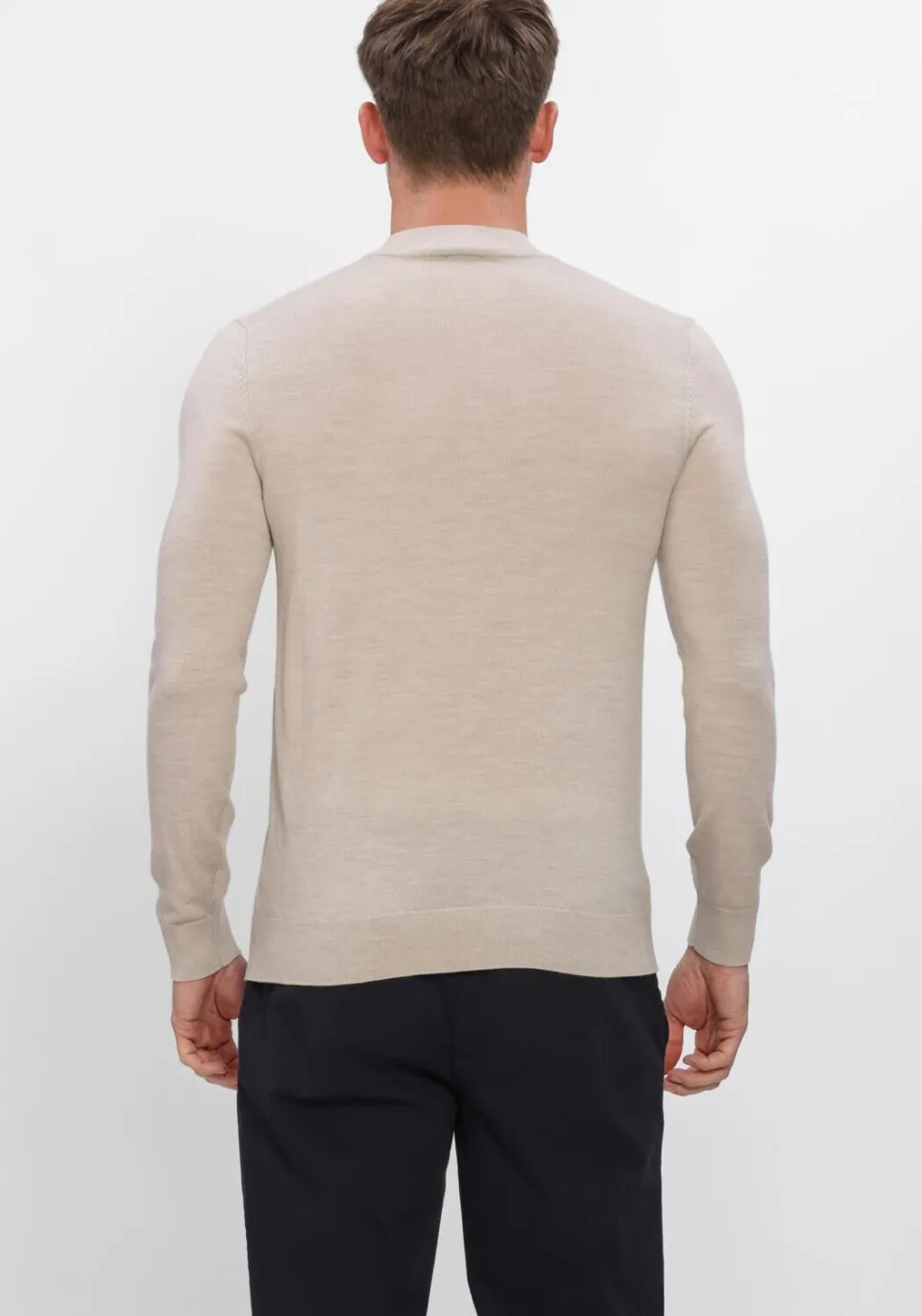 Profuomo Heren Truien & Vesten Pullover Mock Neck Extrafine Merino - Beige, foto 3
