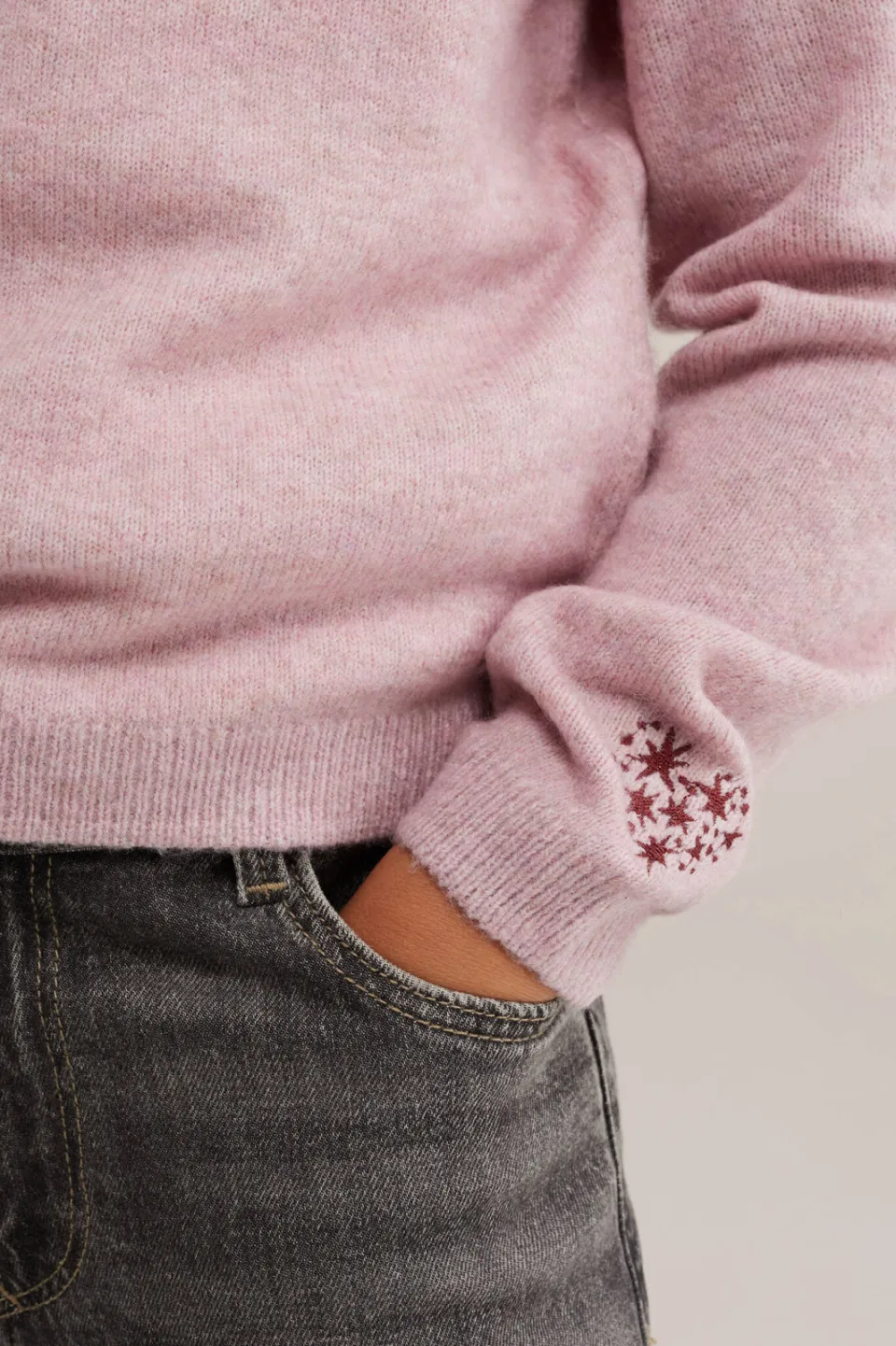 WE Fashion gebreide trui met wol - oudroze, foto 4
