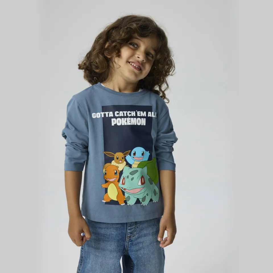 NAME IT MINI Pokémon longsleeve met print blauw