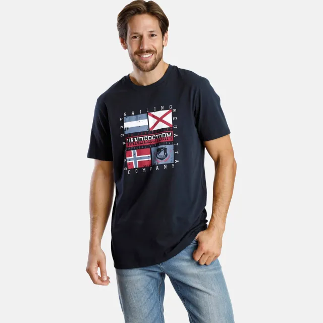 Jan Vanderstorm Comfort Fit t-shirt donkerblauw Donkerblauw/blauw