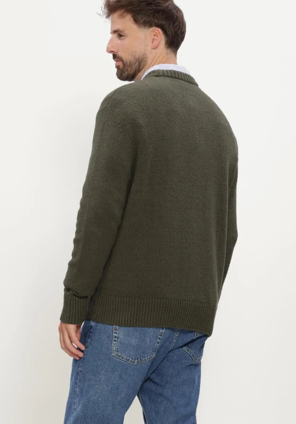 SELECTED MEN Heren Truien & Vesten Slhalex Ls Knit Crew Neck Noos - Donkergroen, foto 3