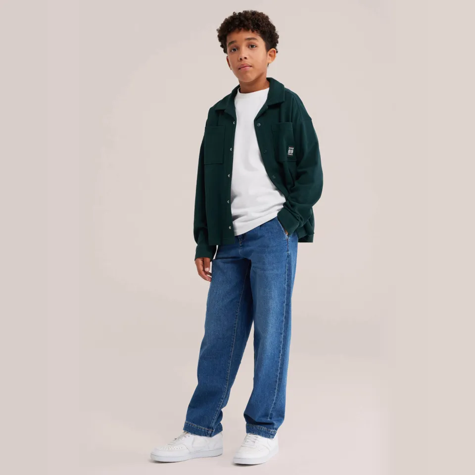 WE Fashion junior overhemd met corduroy details - donkergroen, foto 3
