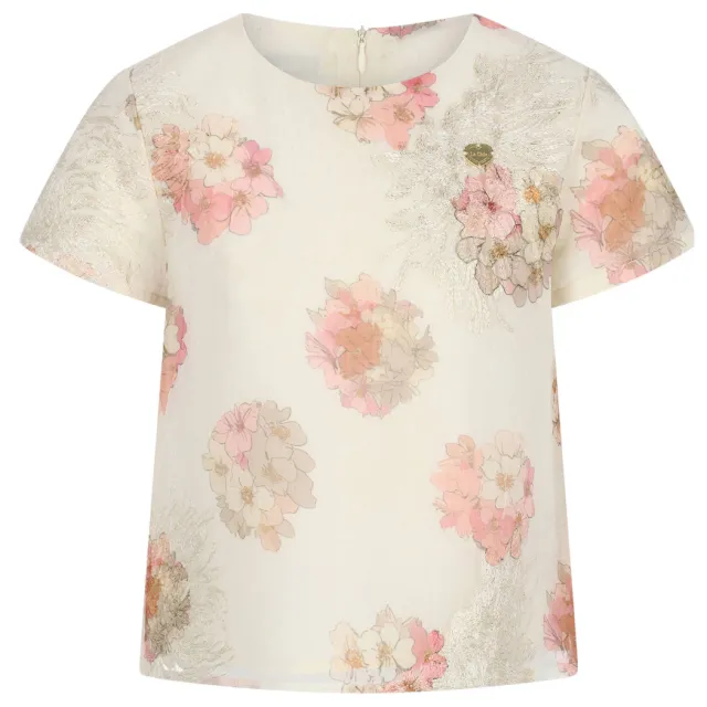 Le Chic gebloemde t-shirt offwhite Offwhite/roze