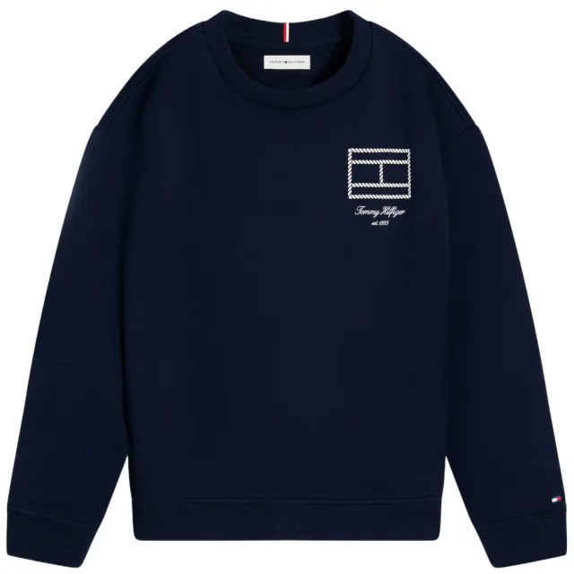 Tommy Hilfiger sweat sweater met print - donkerblauw