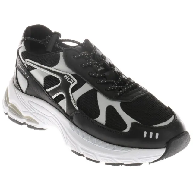 Hip leren sneakers met print - zwart/wit