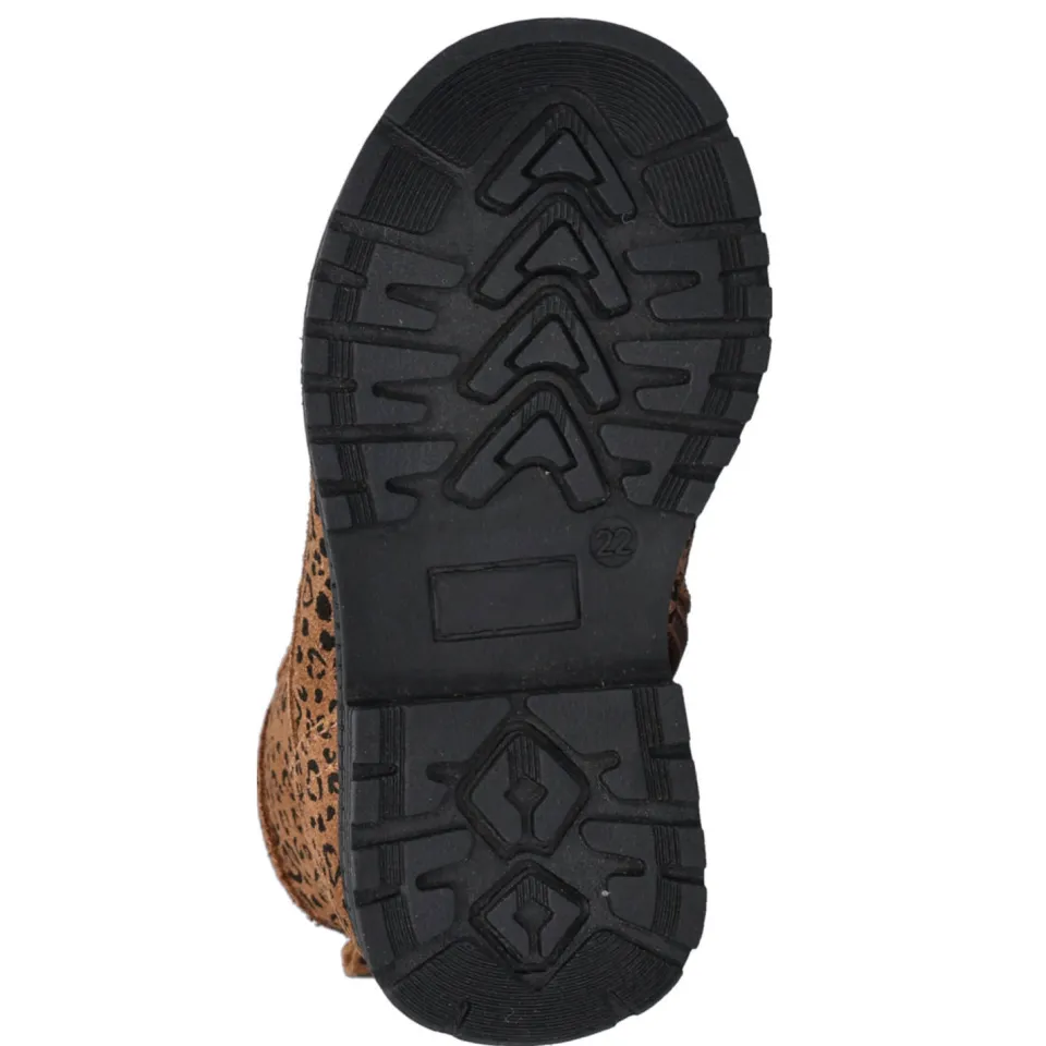 Nelson Kids suède veterboots met panterprint cognac, foto 7