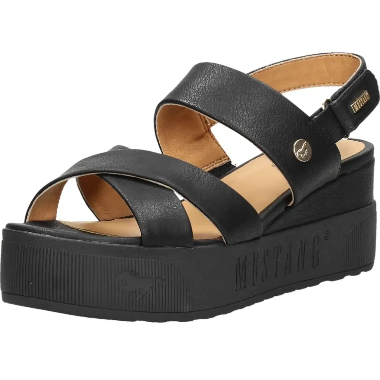 Mustang sandalen plat zwart, foto 3
