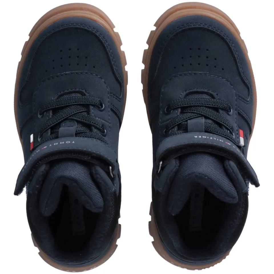 Tommy Hilfiger Peuter/kleuter veterschoenen met profielzool - donkerblauw/zwart, foto 6