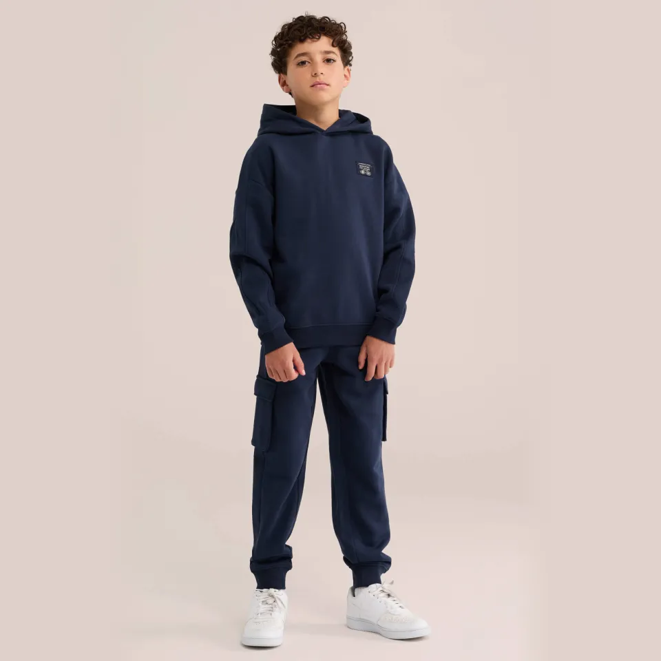 WE Fashion tapered sweatpants joggingbroek donkerblauw
