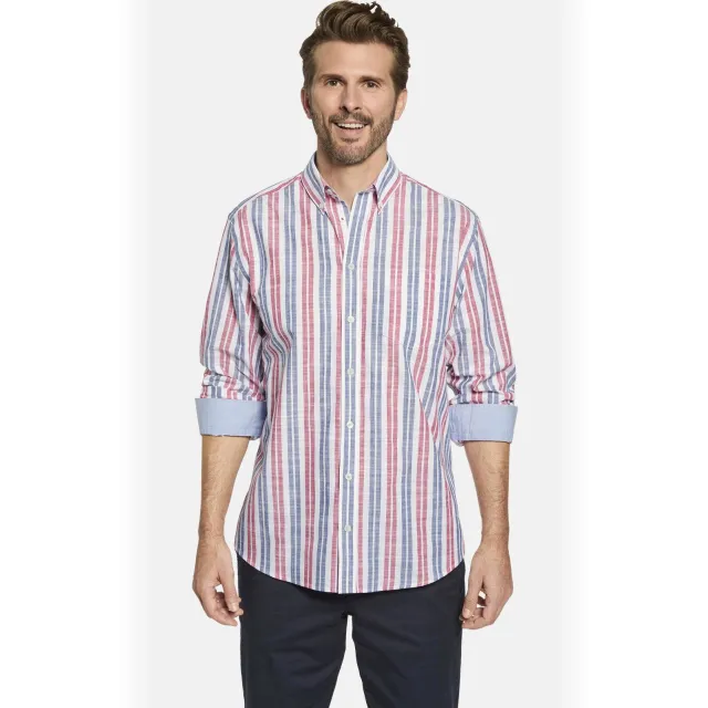 Babista regular fit gestreept overhemd Plus Size - rood