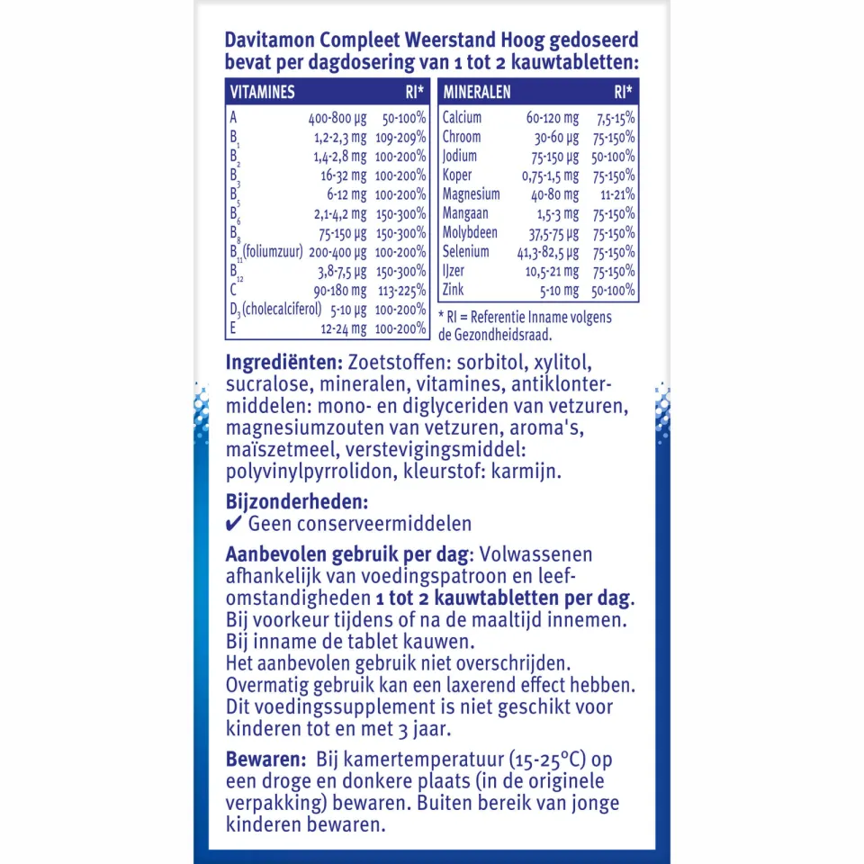 Davitamon Compleet Weerstand hoog gedoseerd kauwtabletten, foto 2