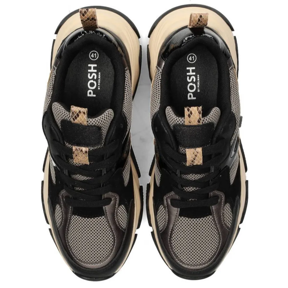 POSH by Poelman Gigi chunky sneakers zwart/beige, foto 3