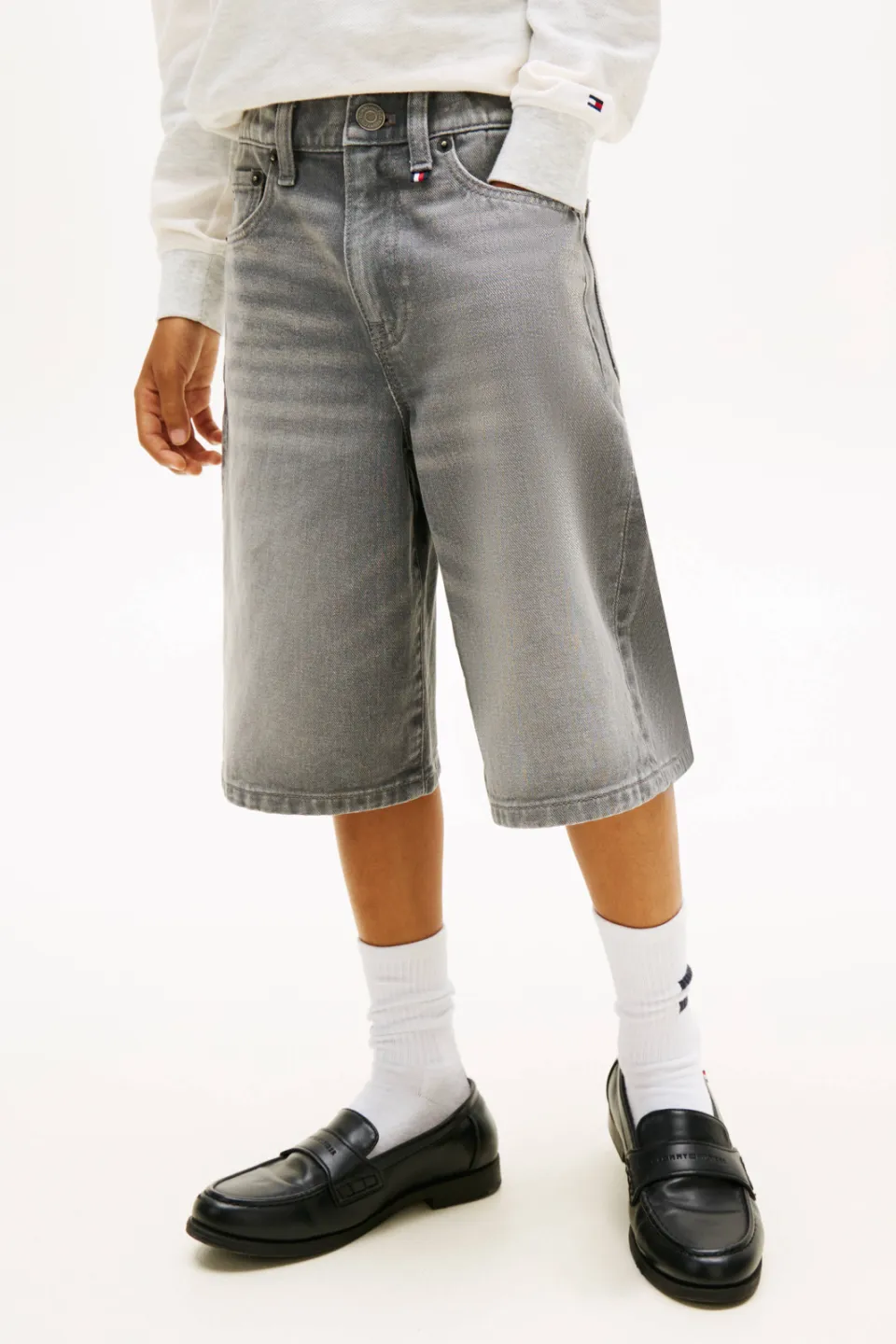 Tommy Hilfiger baggy korte broek grijs denim, foto 6