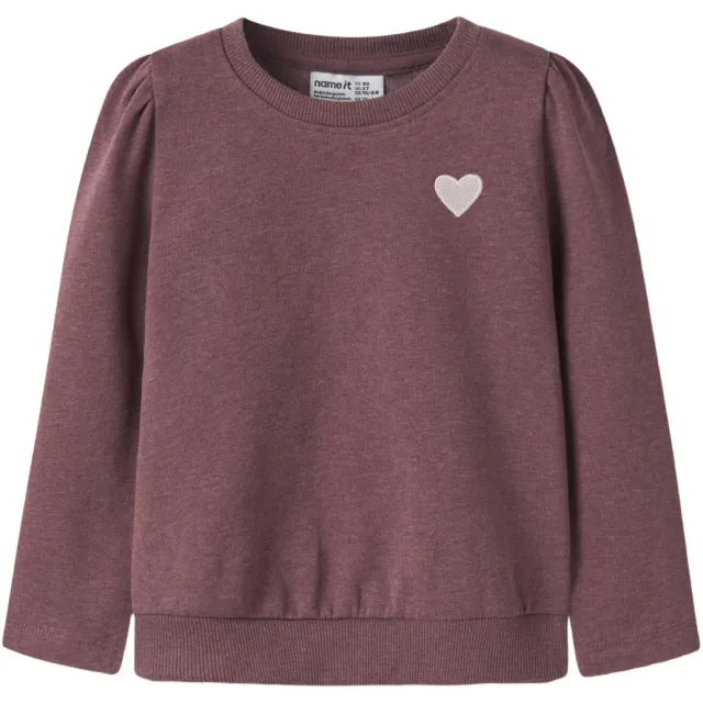 NAME IT MINI rechtvallende sweater met borduursels - roodbruin