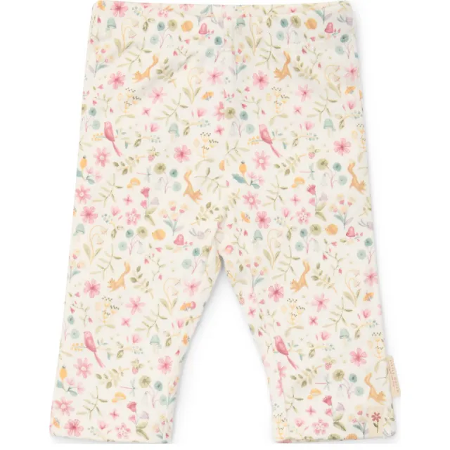 Little Dutch straight legging ecru Offwhite/roze/groen