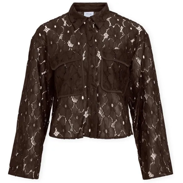 Vila Blouse Vila Tonato Shirt - Coffee Bean Donkerbruin