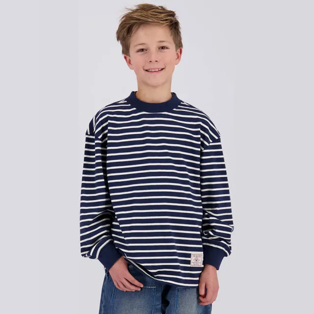 Vingino Hideshi oversized longsleeve donkerblauw gestreept donkerblauw/wit, foto 5