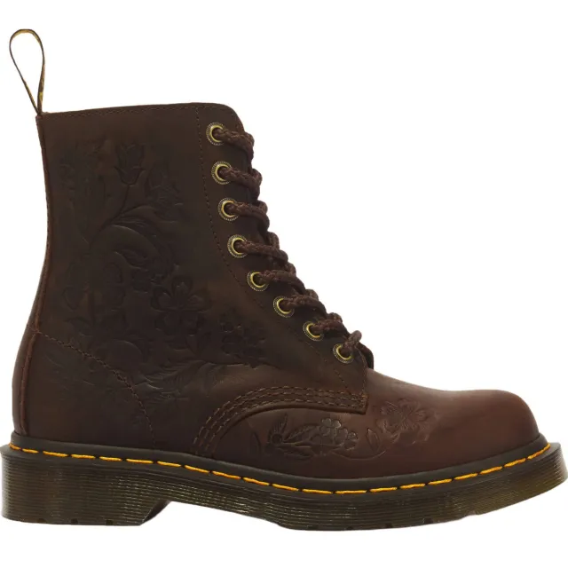 Dr. Martens 1460 Pascal Emboss Flora leren veterboots met print - donkerbruin Dark Brown Crazy Horse