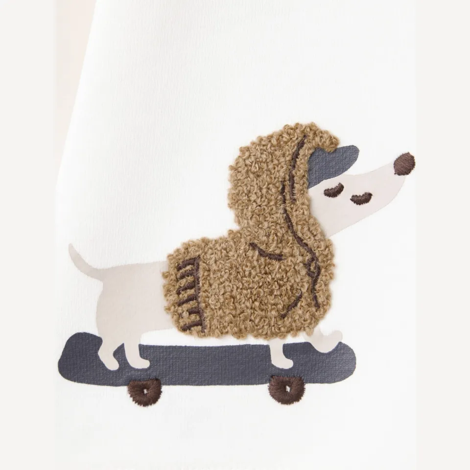 Mango Kids rechtvallende sweater met borduursels - naturel wit, foto 5