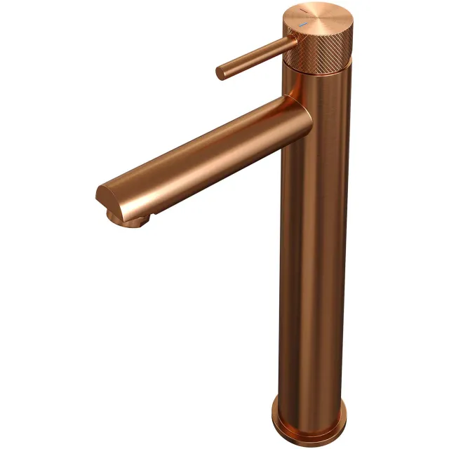 Brauer Wastafelmengkraan Brauer Copper Carving Coldstart Opbouw Hoog Ronde Hendel Geborsteld Koper PVD