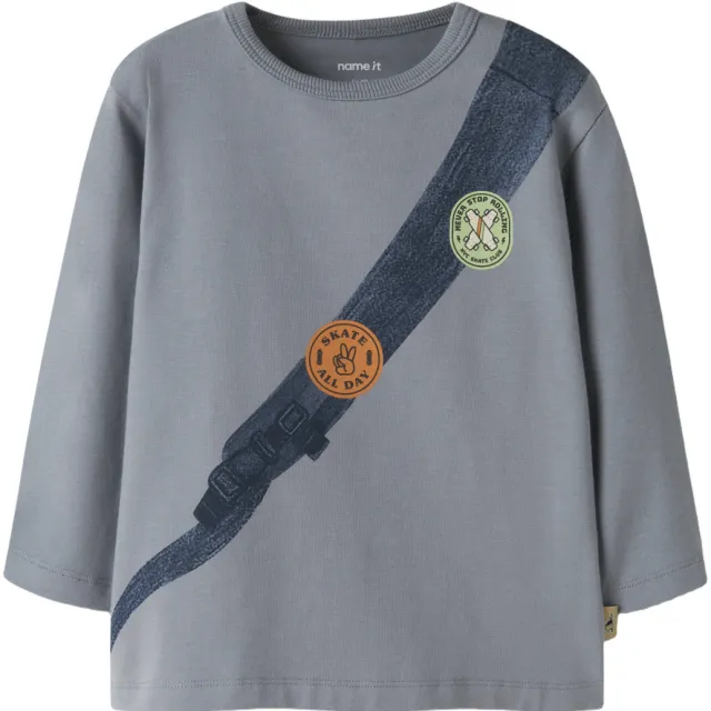 NAME IT MINI longsleeve met backprint lichtblauw, foto 2