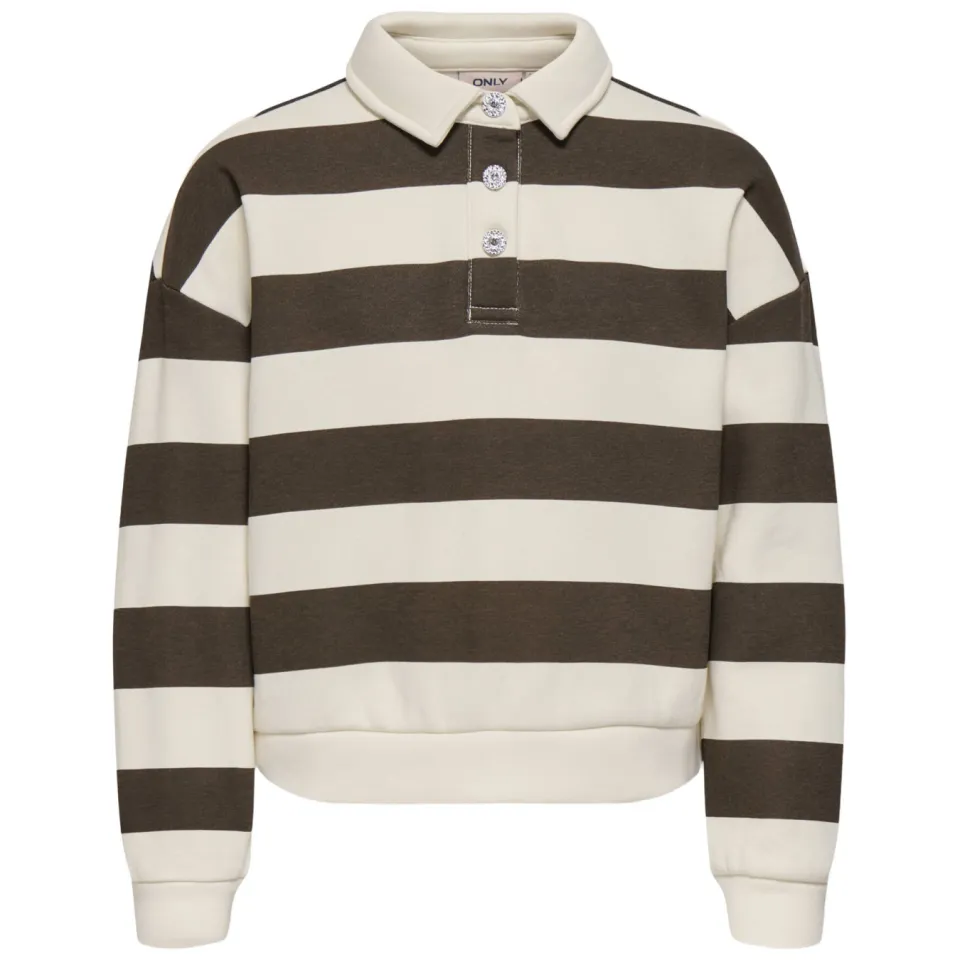 KIDS ONLY GIRL gestreepte sweater - ecru/donkerbruin, foto 2